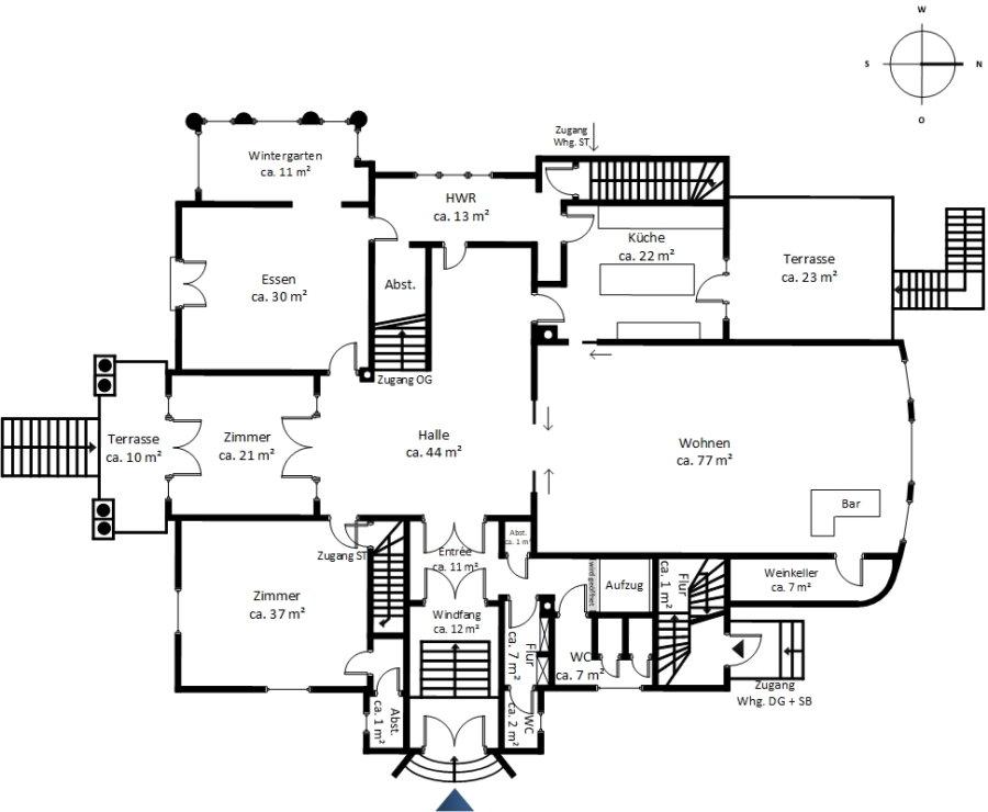 Architektonisches Meisterwerk | Repräsentative Villa in Bestlage - Erdgeschoss (11513)