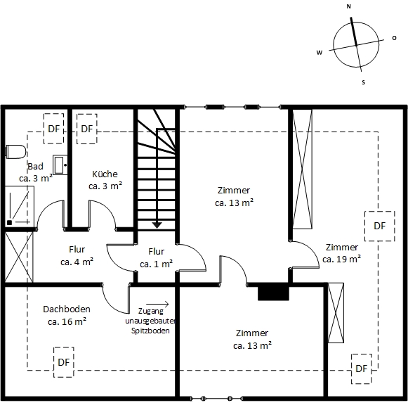 Stilvolle Rotklinker-Villa nahe der Waitzstraße - Dachgeschoss (11544)