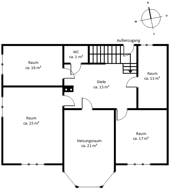 Stilvolle Rotklinker-Villa nahe der Waitzstraße - Untergeschoss (11545)