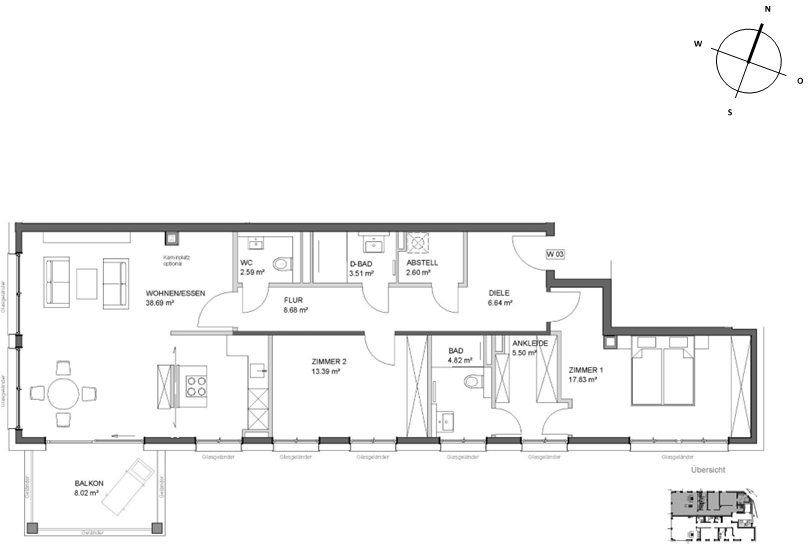 Obergeschoss - W3 - Variante 2 - ca. 108 m²