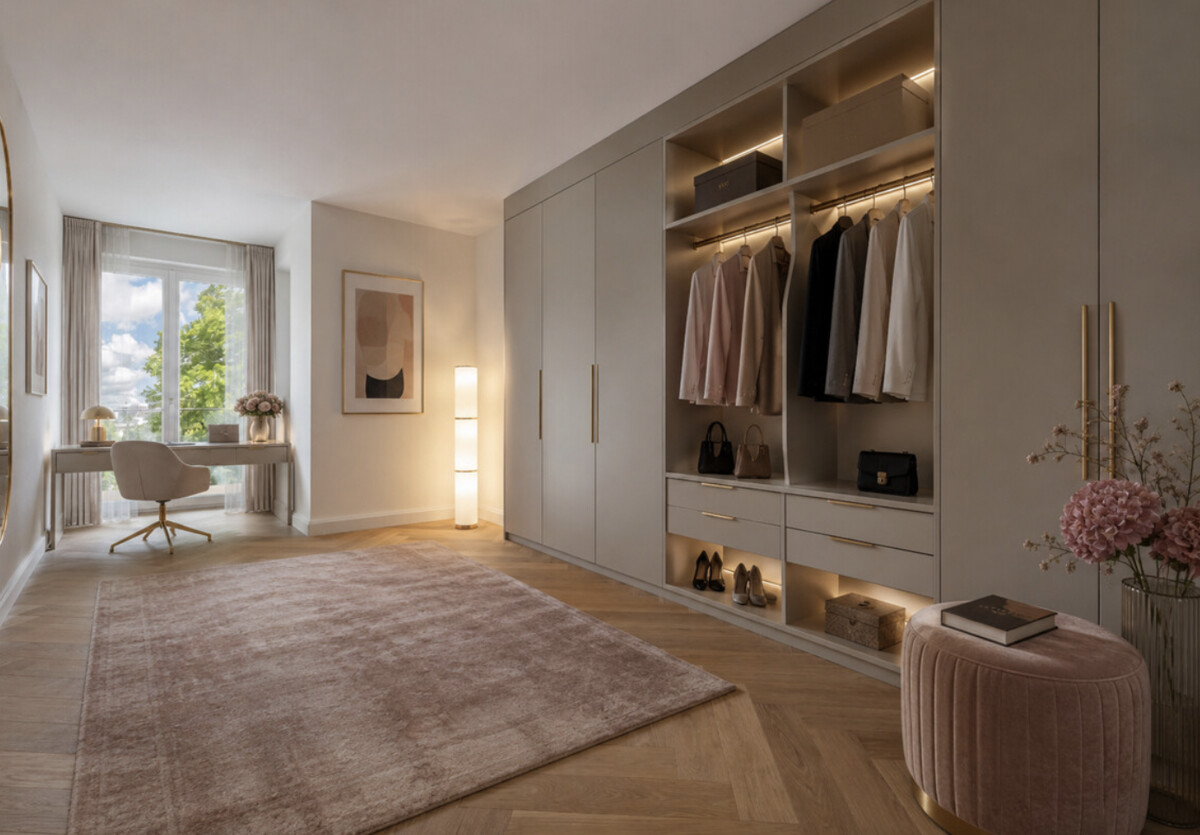 Zweites Schlafzimmer (digital eingerichtet) | Balkon in Ostausrichtung