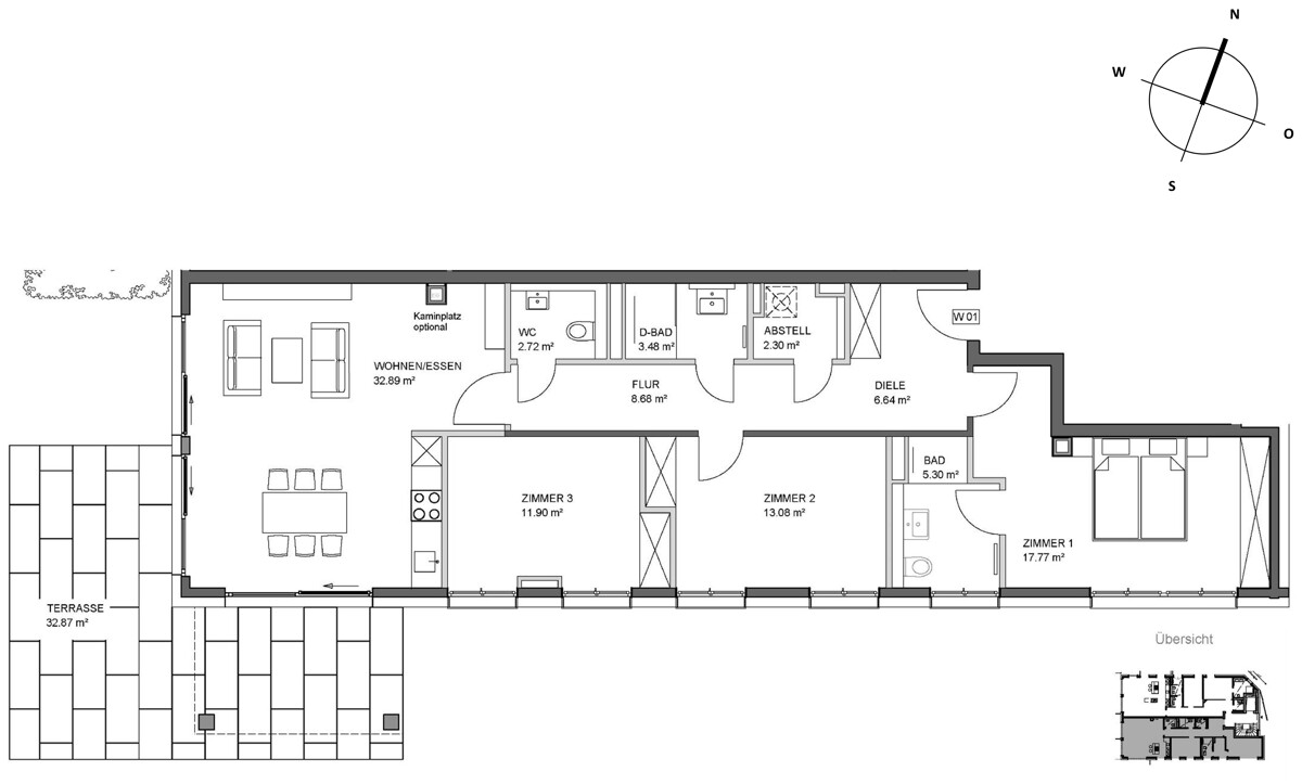 Erdgeschoss - W1 - Variante 2 - ca. 121 m²