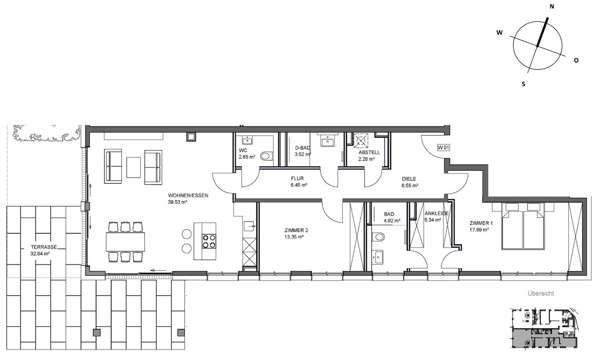Erdgeschoss - W1 - Variante 1 - ca. 121 m²